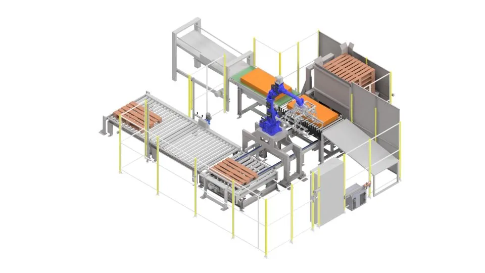Visualisation of a robotic cell with conveyors